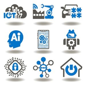 représentation graphique de l'intelligence artificielle, de l'Internet des objets et d'autres technologies