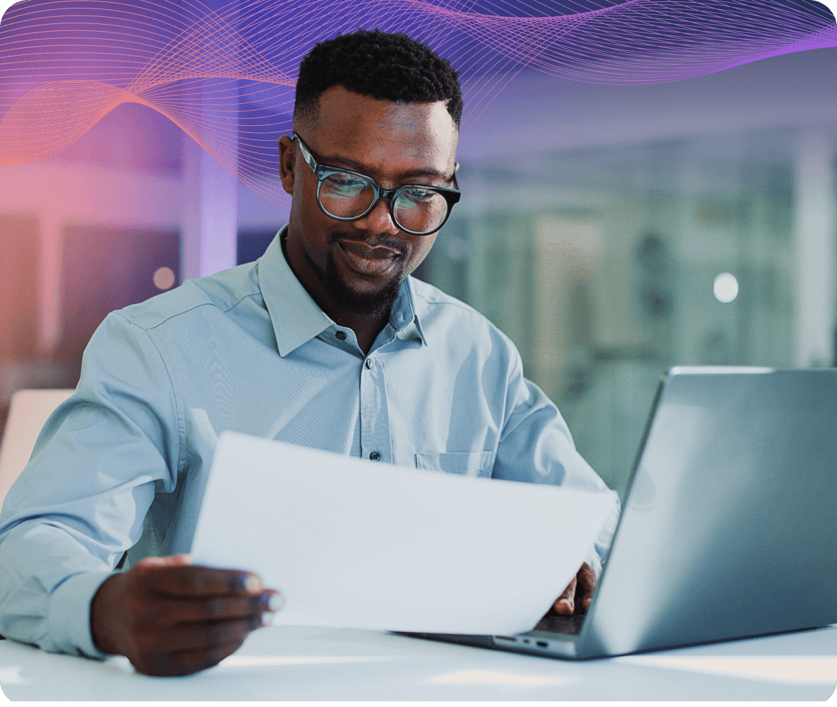 businessman reading document