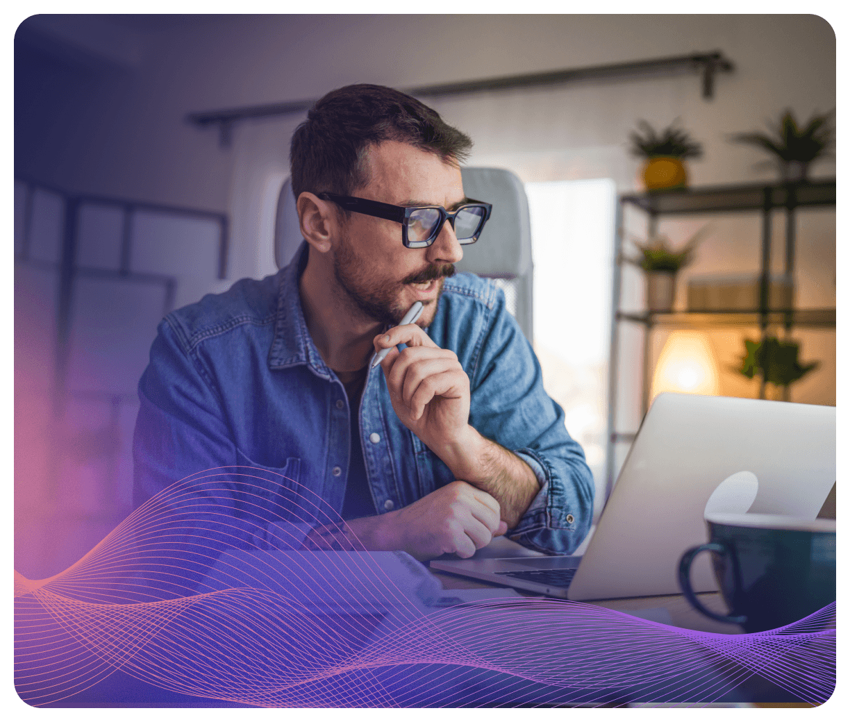 businessman thinking laptop office