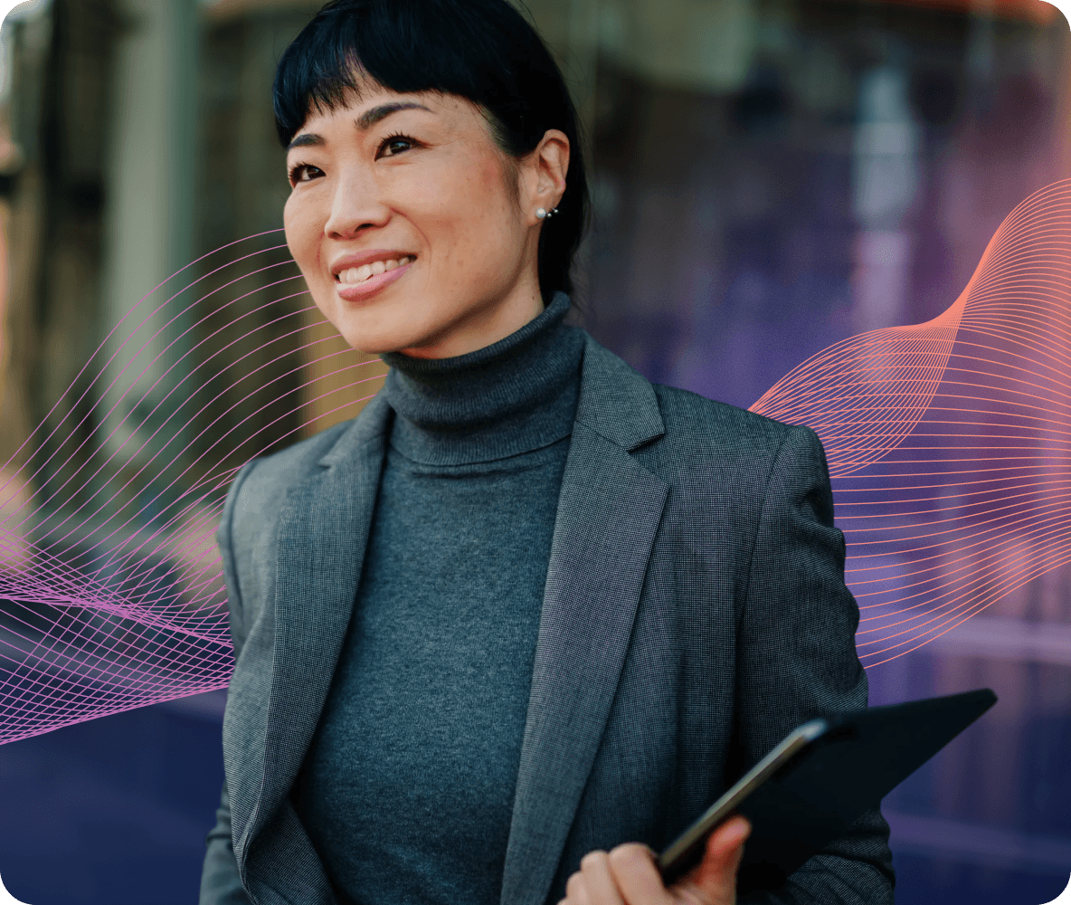 businesswoman tablet outdoors
