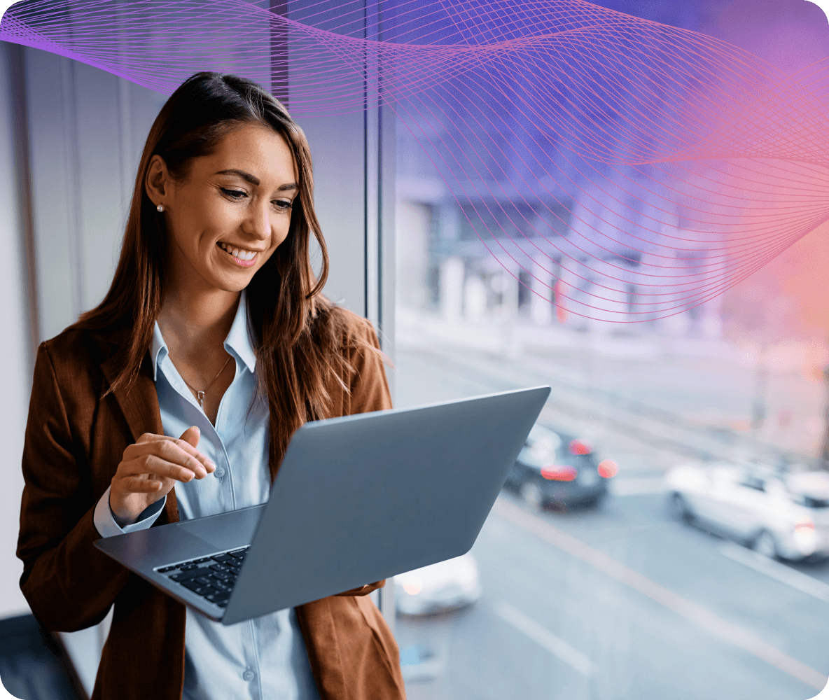 professional woman working on laptop
