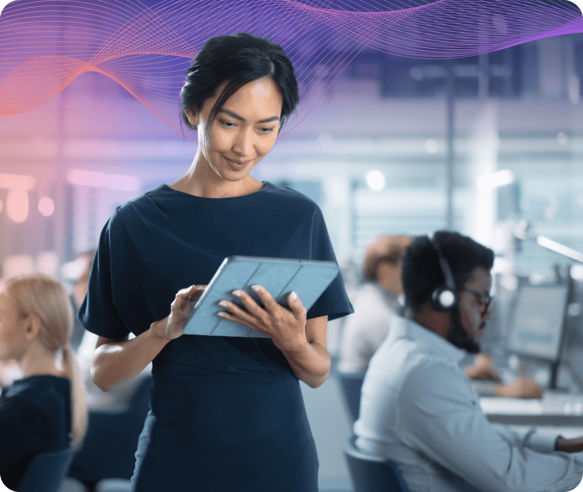 woman office tablet