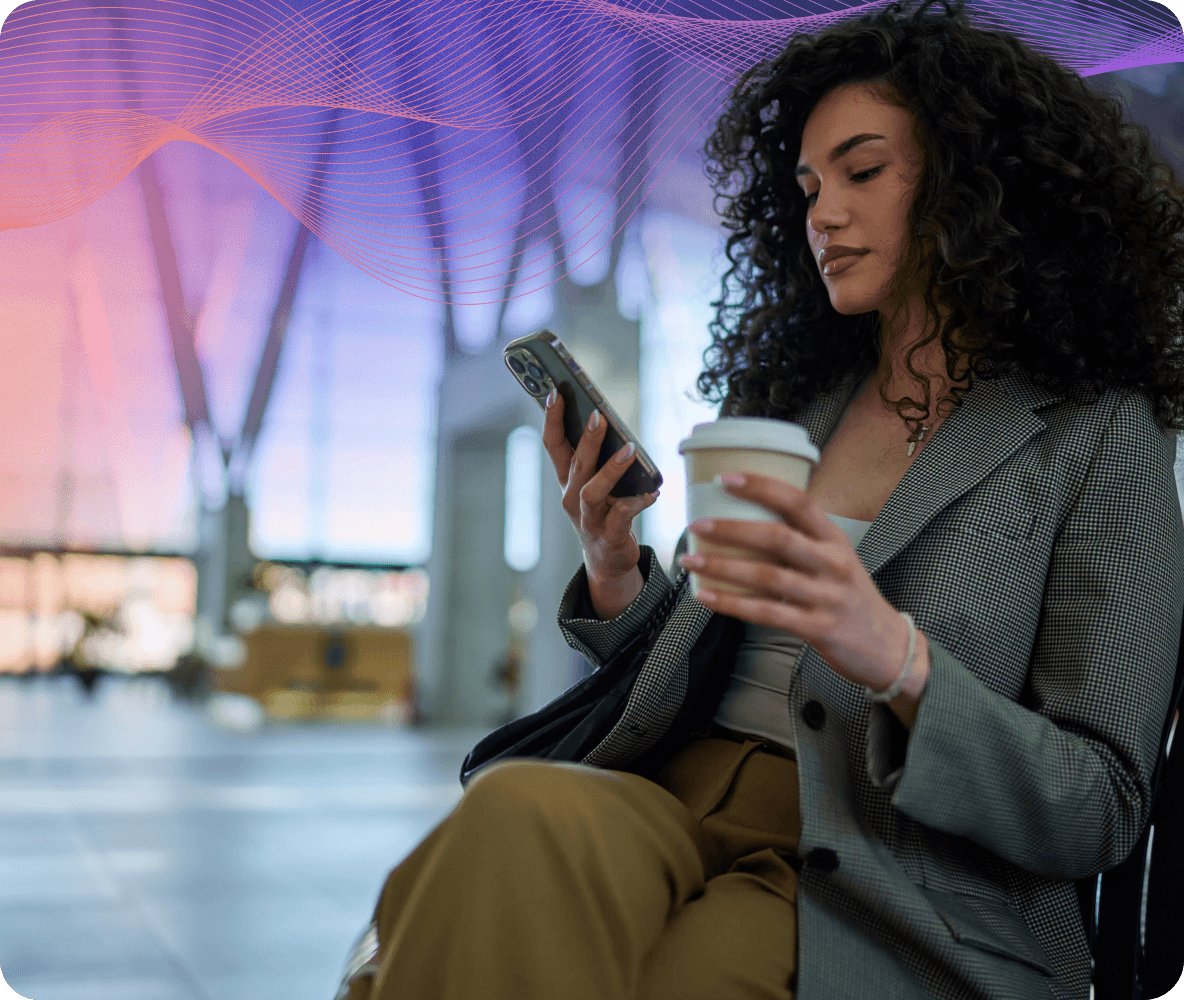 woman phone airport