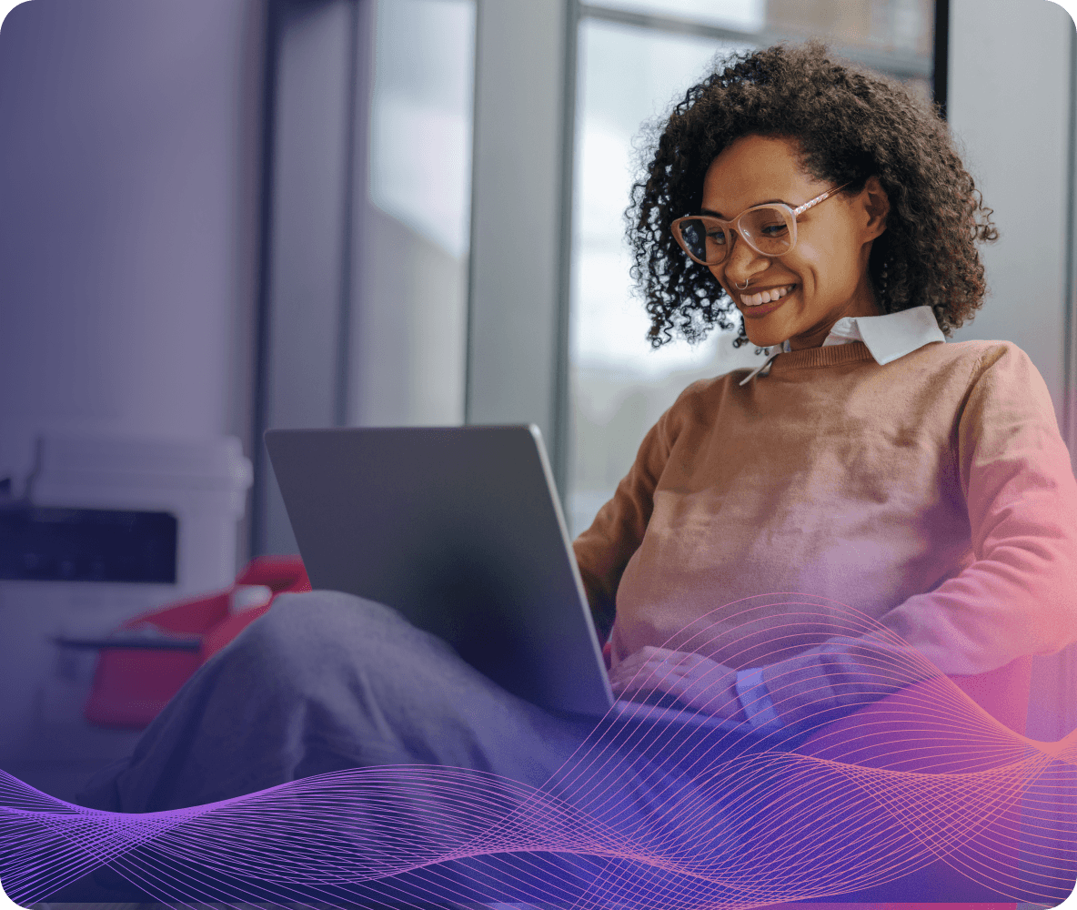 woman smiling working